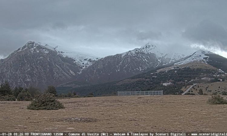 Torna la neve sui Monti Sibillini, temperature in calo