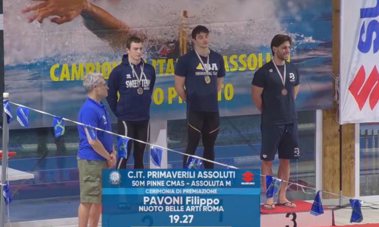 Nuoto pinnato: il matelicese Filippo Pavoni trionfa ai Campionati Italiani primaverili