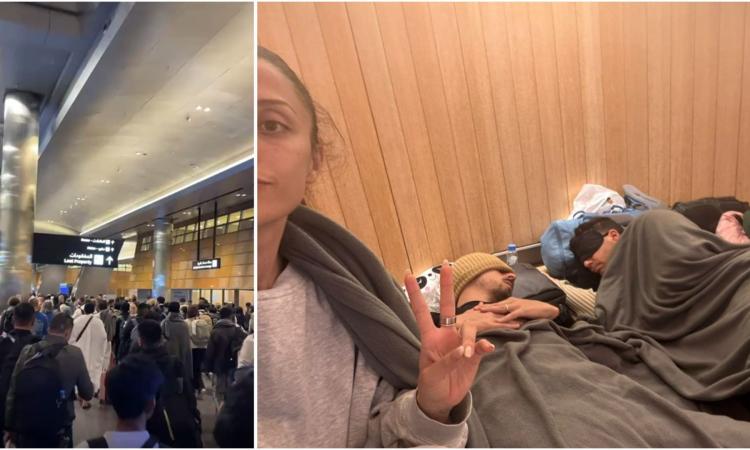 "Scalo a Doha, poi bloccati in aeroporto 24 ore. Sentiamo bombe sopra le nostre teste, vogliamo tornare a casa" "Scalo a Doha, poi bloccati in aeroporto 24 ore. Sentiamo bombe sopra le nostre teste, vogliamo tornare a casa"