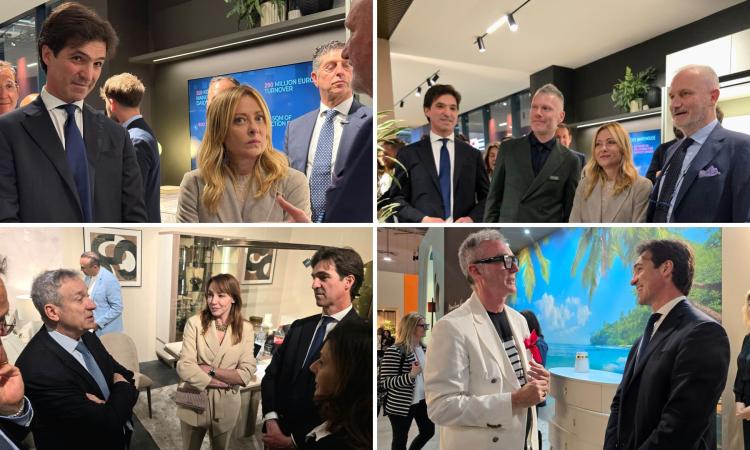 Meloni visita gli stand marchigiani al Salone del Mobile, Acquaroli: "Clima di fiducia e dinamismo" Meloni visita gli stand marchigiani al Salone del Mobile, Acquaroli: "Clima di fiducia e dinamismo"