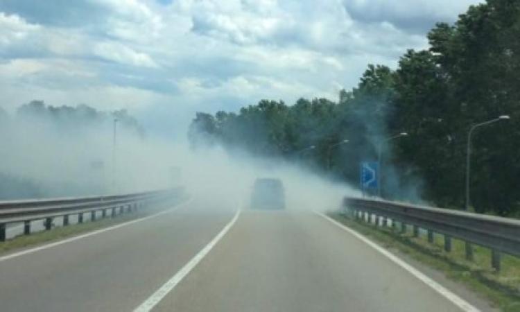 Porto Recanati: a fuoco sterpame lungo la statale