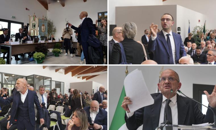 Consiglio regionale a Muccia, bagarre su Castelli: l’opposizione lascia l’aula. "Non sono Belzebù"